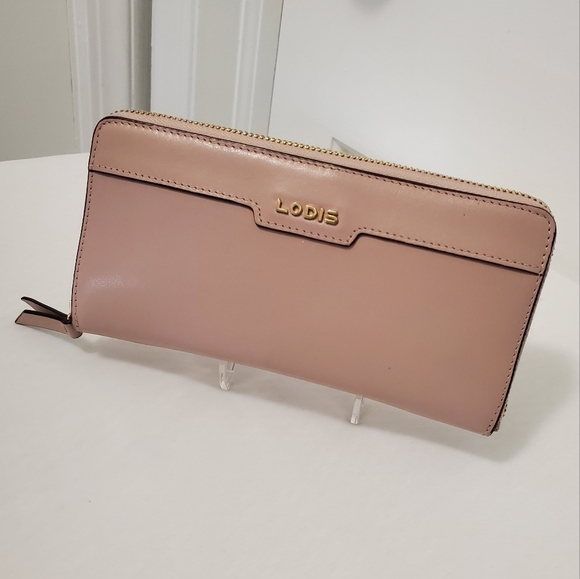 LODIS Mauve in Color Leather Zip Close Wallet, Classic - Picture 1 of 9